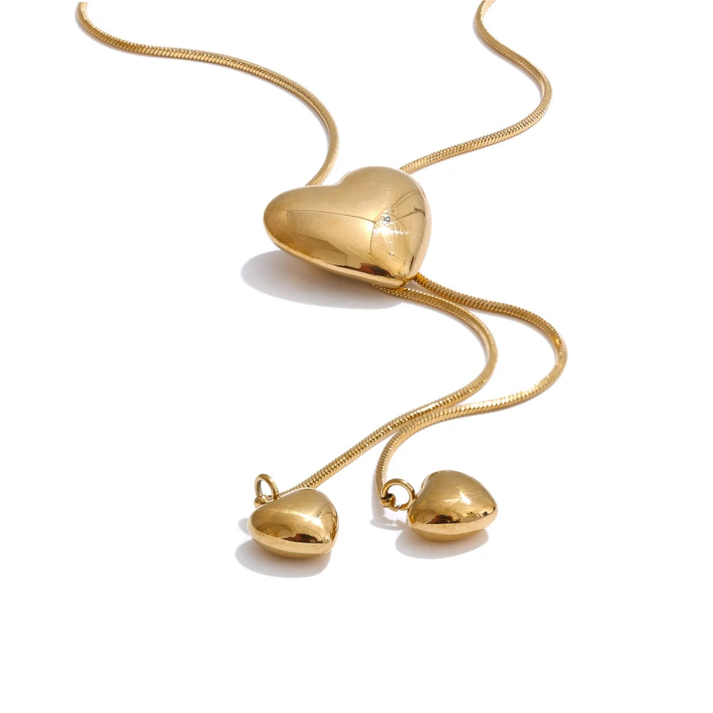 Elegant chain long gold plated heart on necklace style