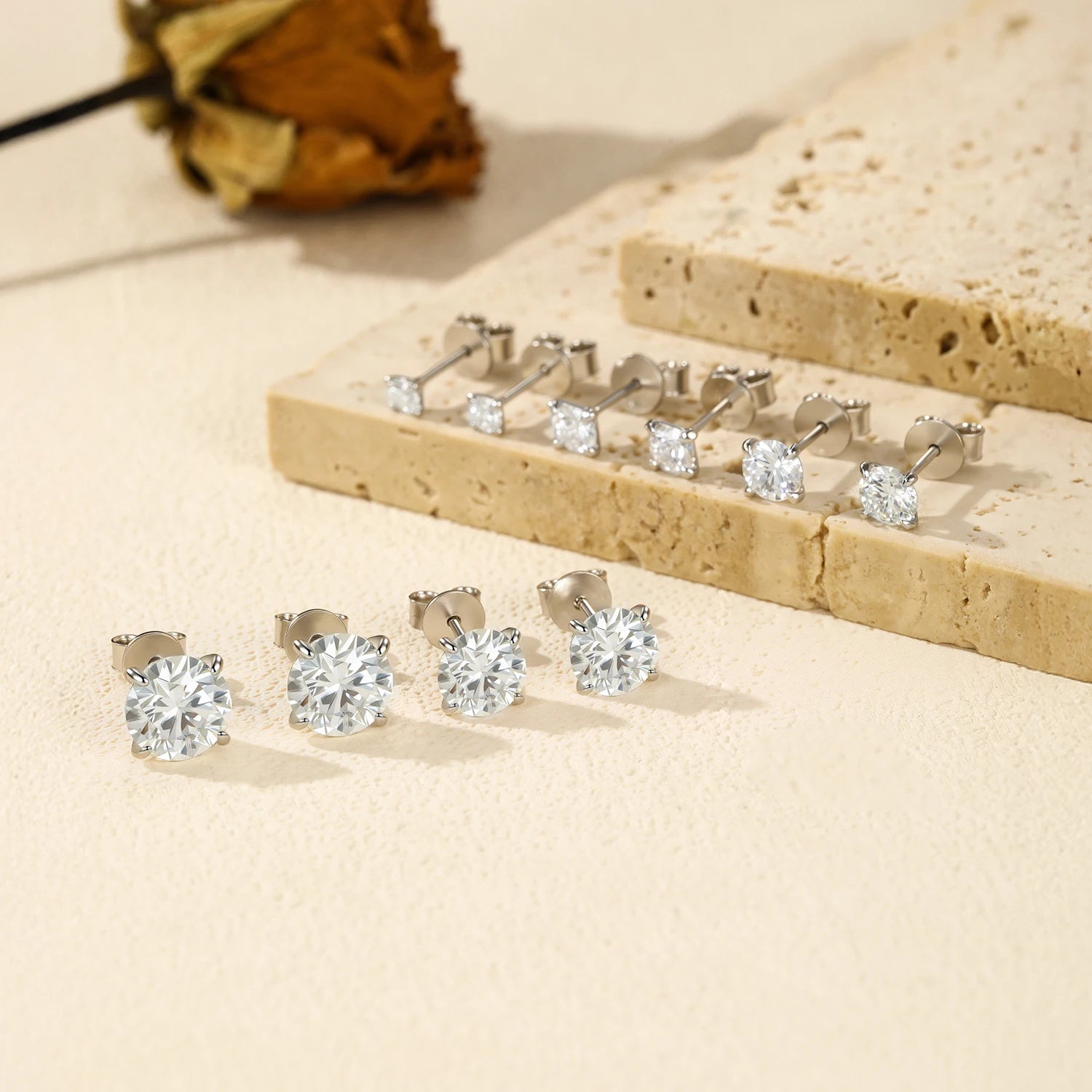 Earrings silver sterling look styled as silver stud earrings