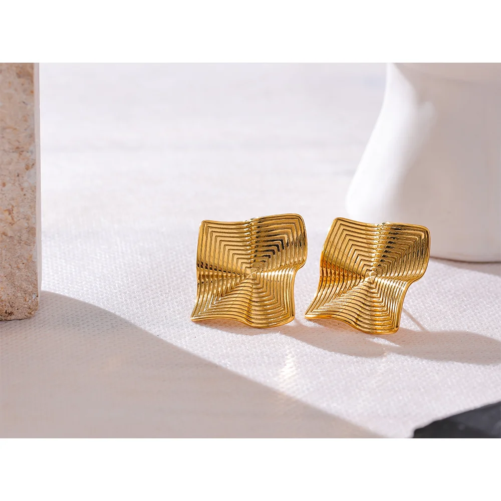 Square Stainless Steel Statement Earrings