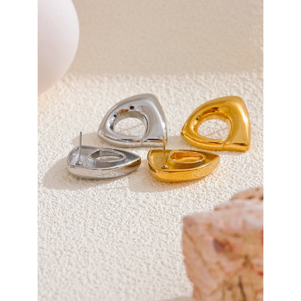 Glossy Smooth Geometric Stainless Steel Earrings