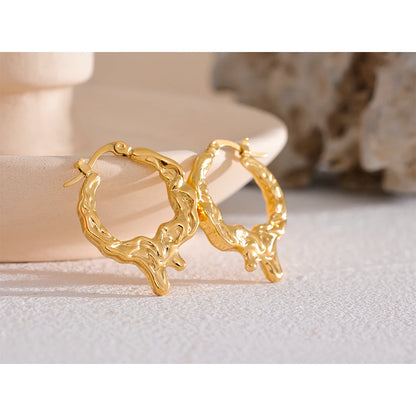 Waterproof Gold Magma Style Hoop Earrings