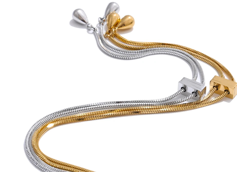 minimal gold plated stainless steel necklace long chain 72 cm women