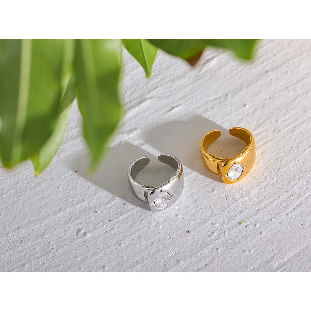 Cast Stainless Steel Geometric Wide Ring