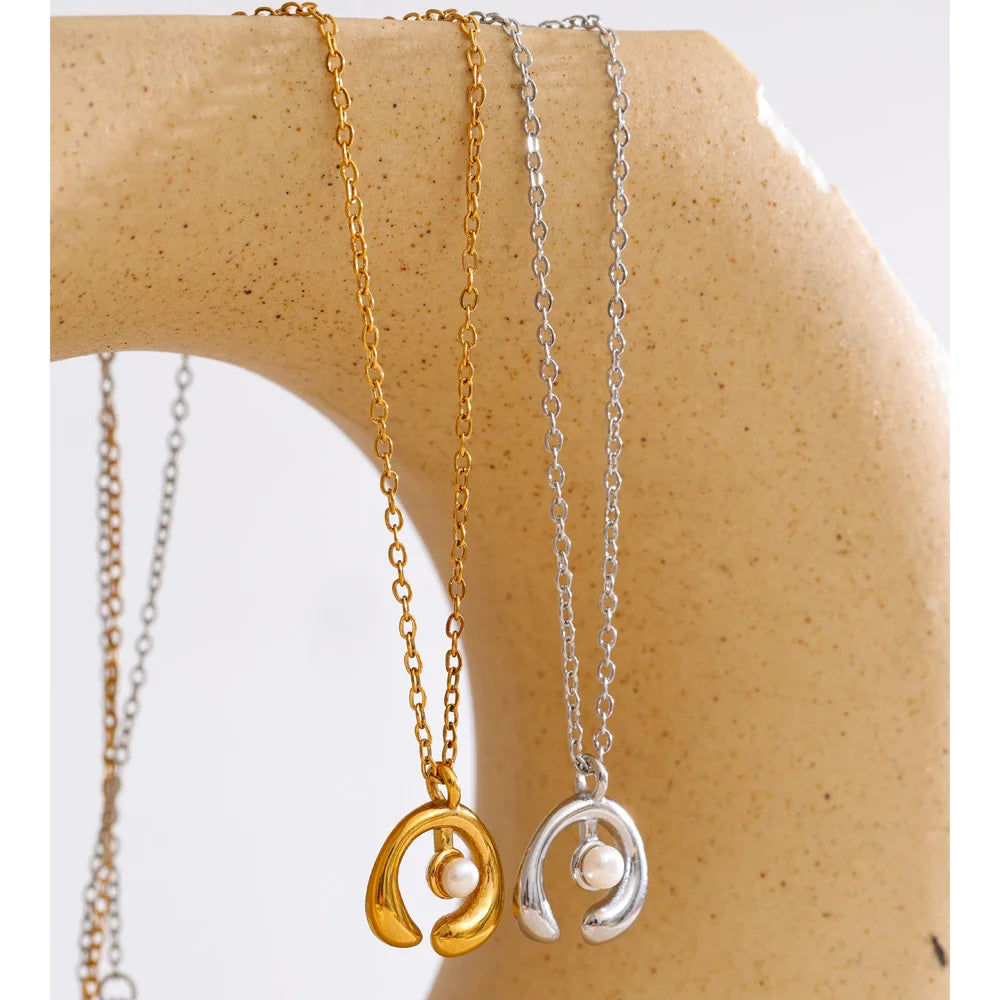 Stylish long necklace gold plated stainless steel jewelry