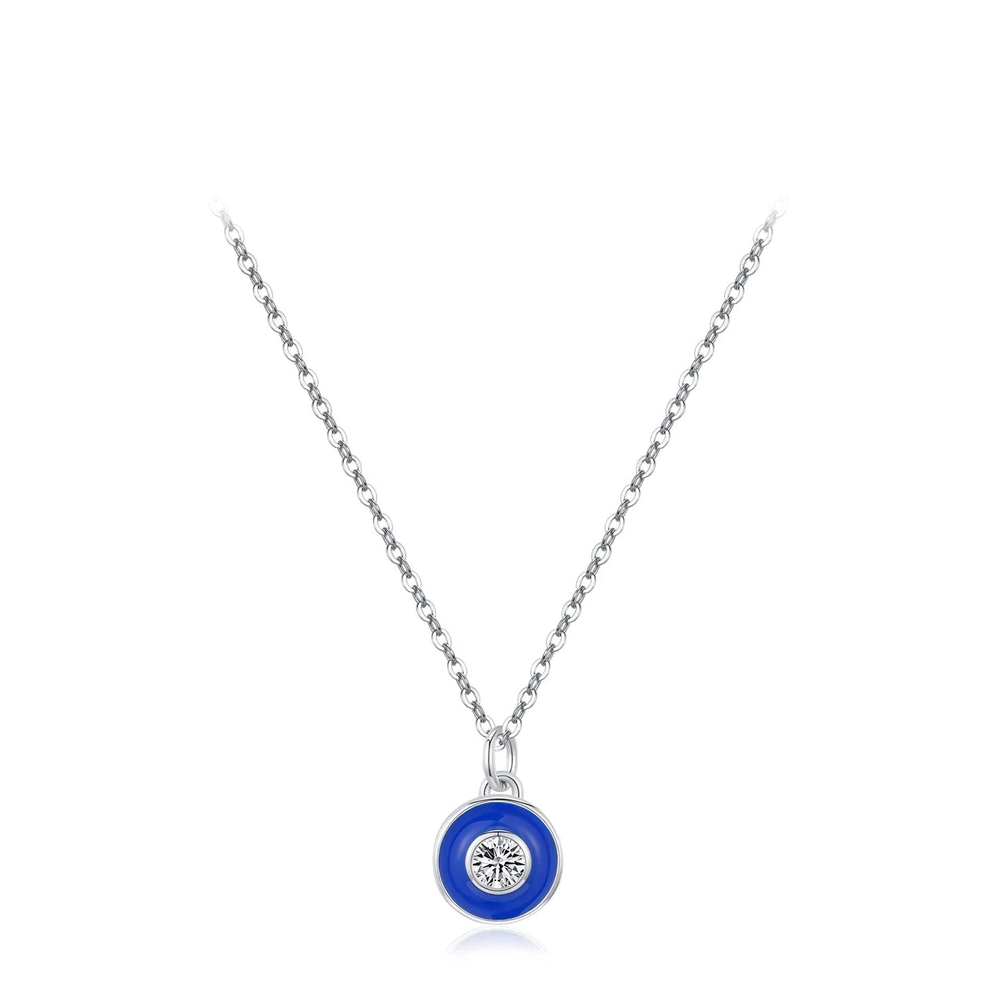 Sterling Silver Heart Blue Enamel Pendant Necklace