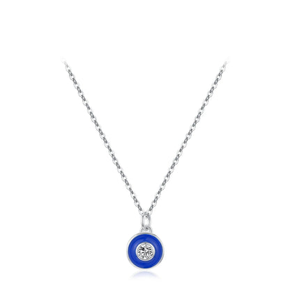 Sterling Silver Heart Blue Enamel Pendant Necklace