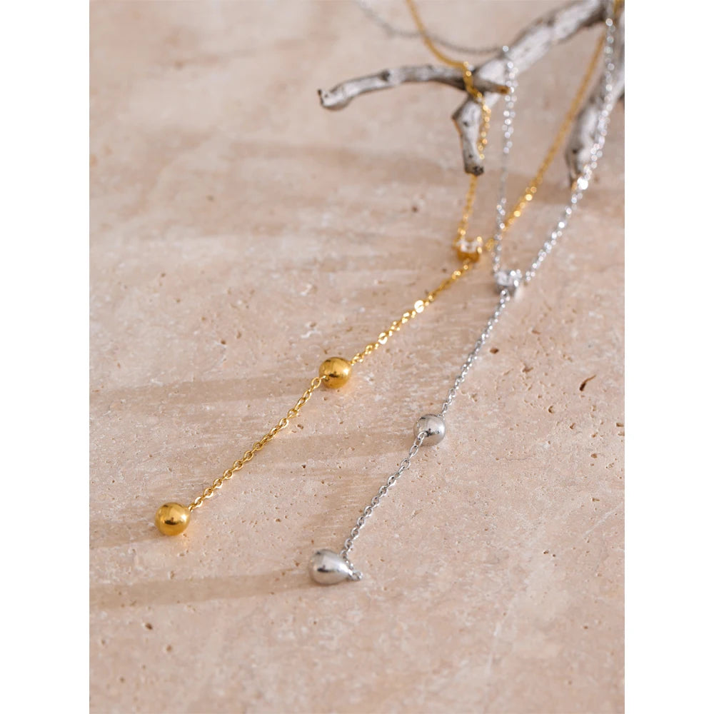 Yhpup Summer Stainless Steel Heart Love Y Chain Long Thin Sexy Necklace Tarnish Resistant Metal Popular Chic Jewelry 2025