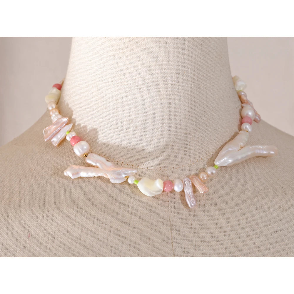 Necklaces for pearls displayed with modern fashion jewelry styling