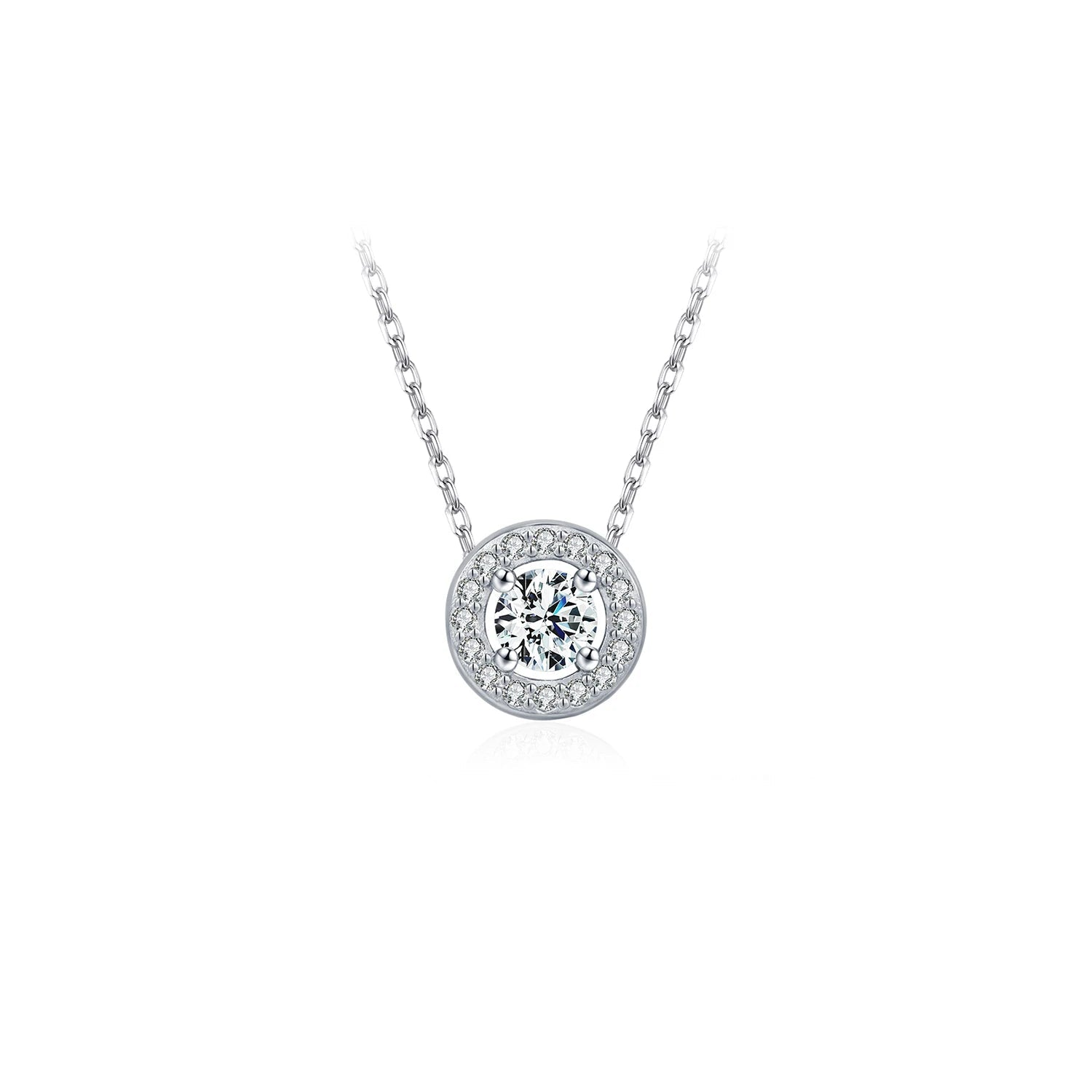 Moissanite sterling silver link chain necklace for women’s fine jewelry