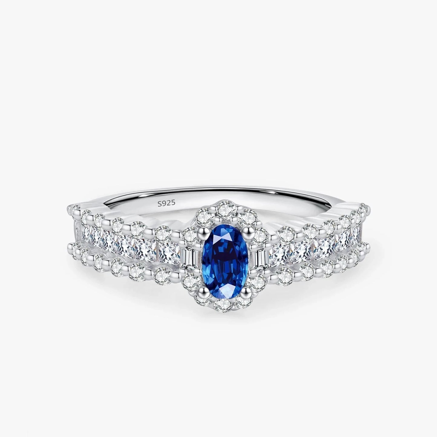 Royal Elegance Sterling Silver Blue Oval CZ Ring