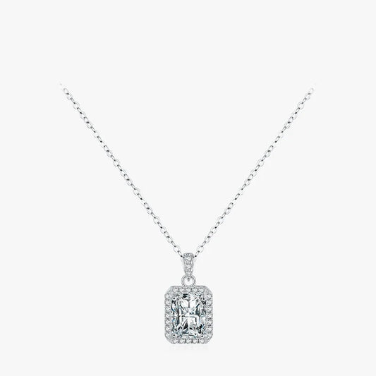 Sterling Silver Radiant Cut CZ Pendant Necklace