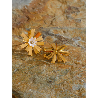 Stainless Steel Flower Stud Earrings