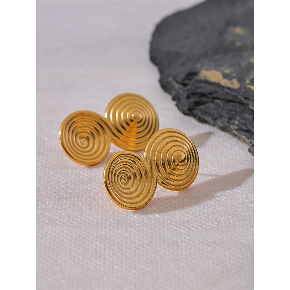 316L Stainless Steel Round Circle Statement Stud Earrings