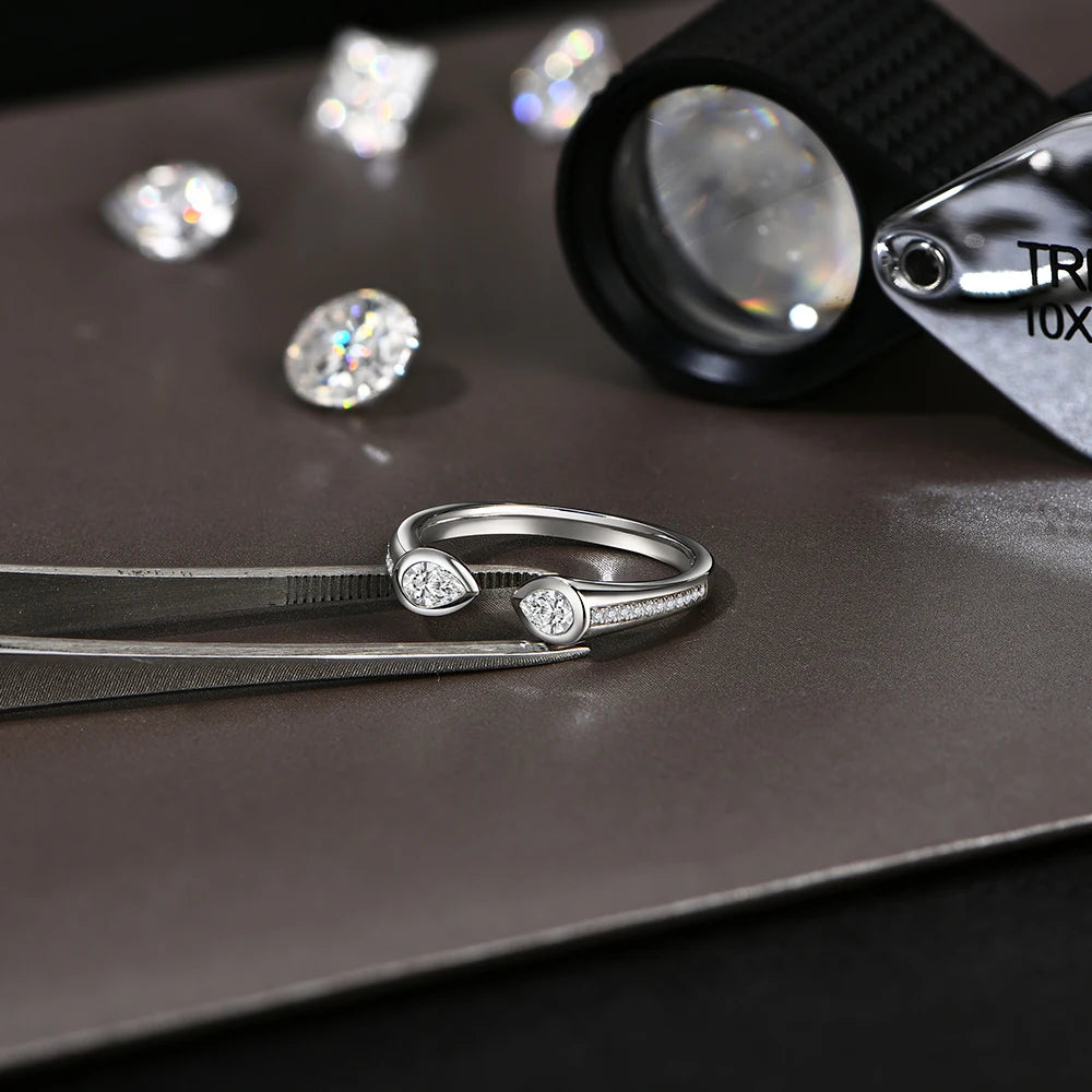 Sterling ring pear cut design sized with ring size from ring ease