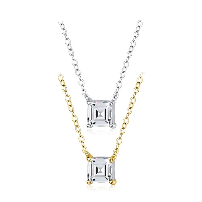 Square Emerald-Cut CZ Pendant Necklace