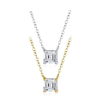 Square Emerald-Cut CZ Pendant Necklace