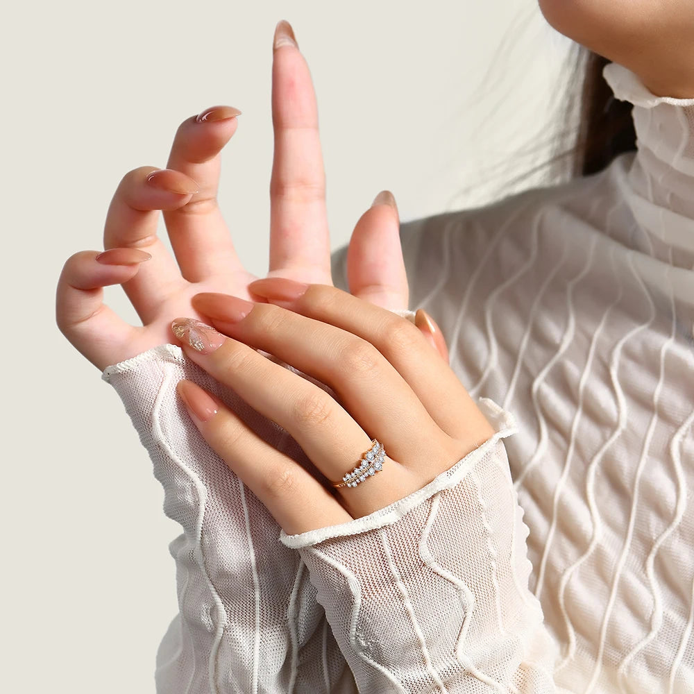 Gold in ring accent highlighting moissanite ring sparkle