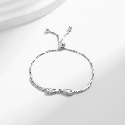 Sterling Silver Bowknot Bracelet with Sparkling Zirconia