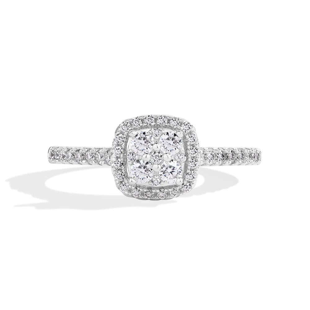 Moissanite engagement ring shown as a diamond engagement ring style
