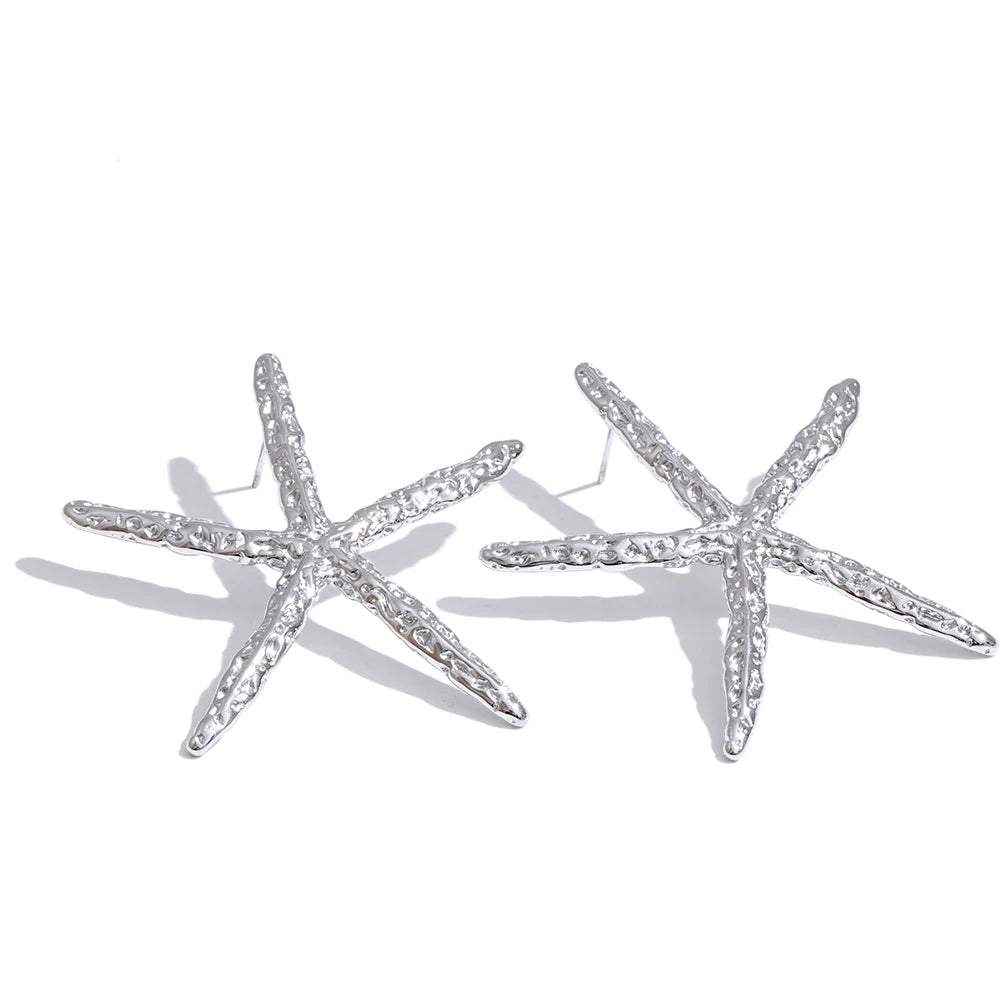 Elegant stainless steel jewelry stud earrings starfish shape
