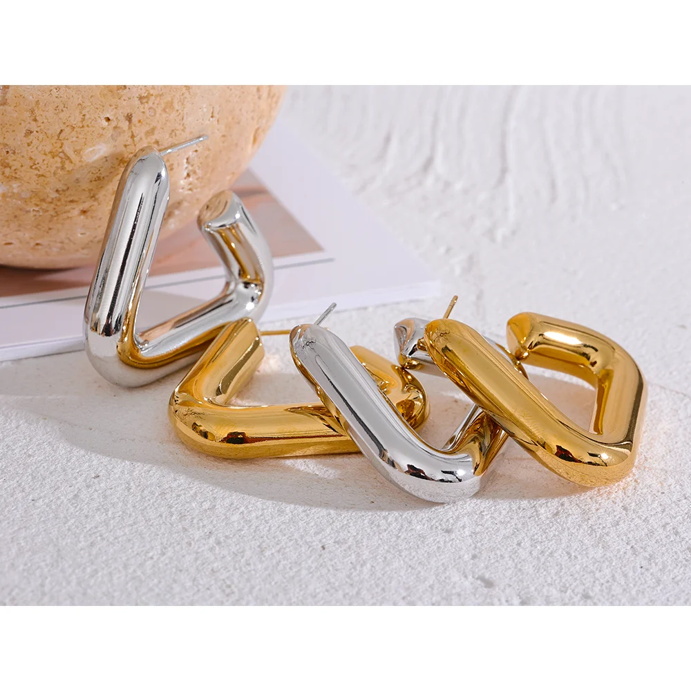 Anti-Allergy Chunky Triangle Hoop Earrings