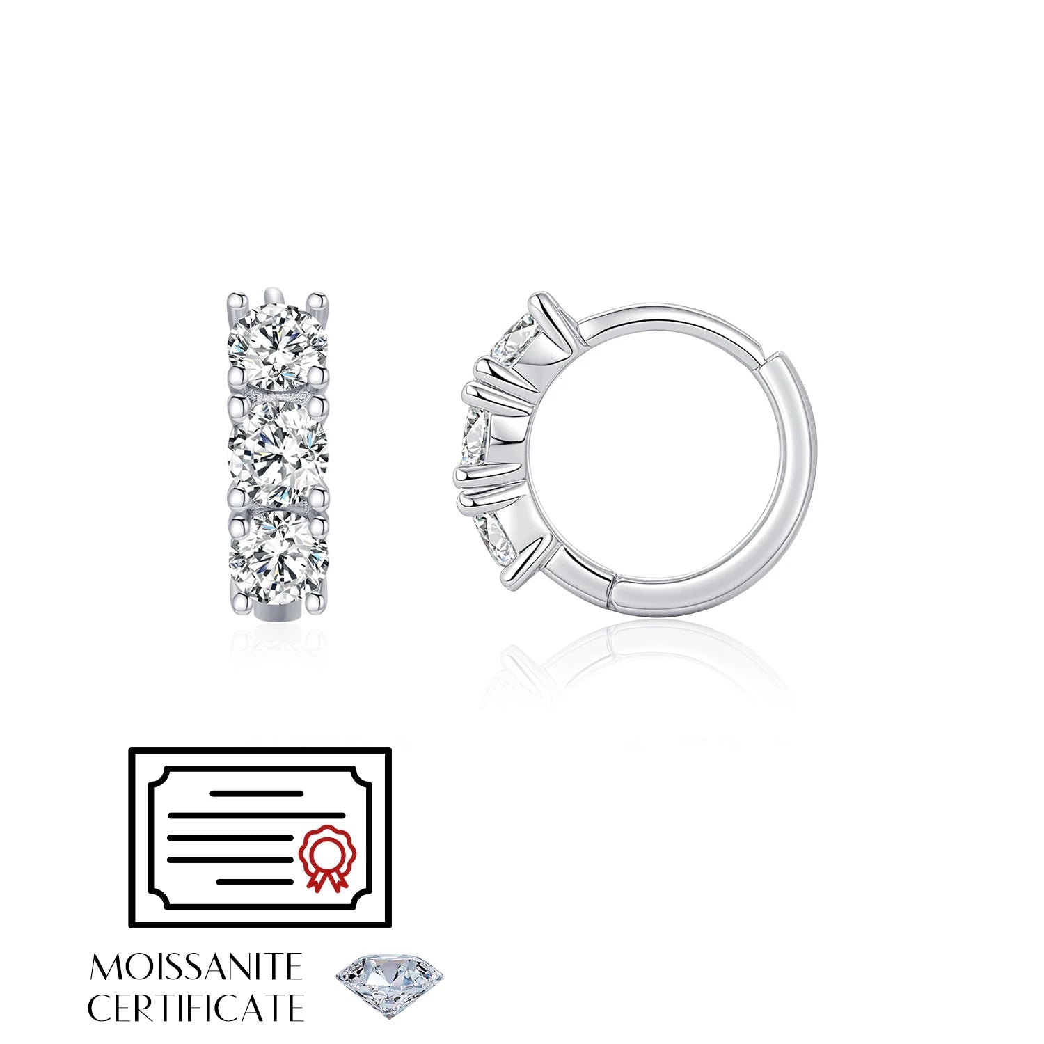 Lightweight hoop earrings for women silver with luminous sparkle