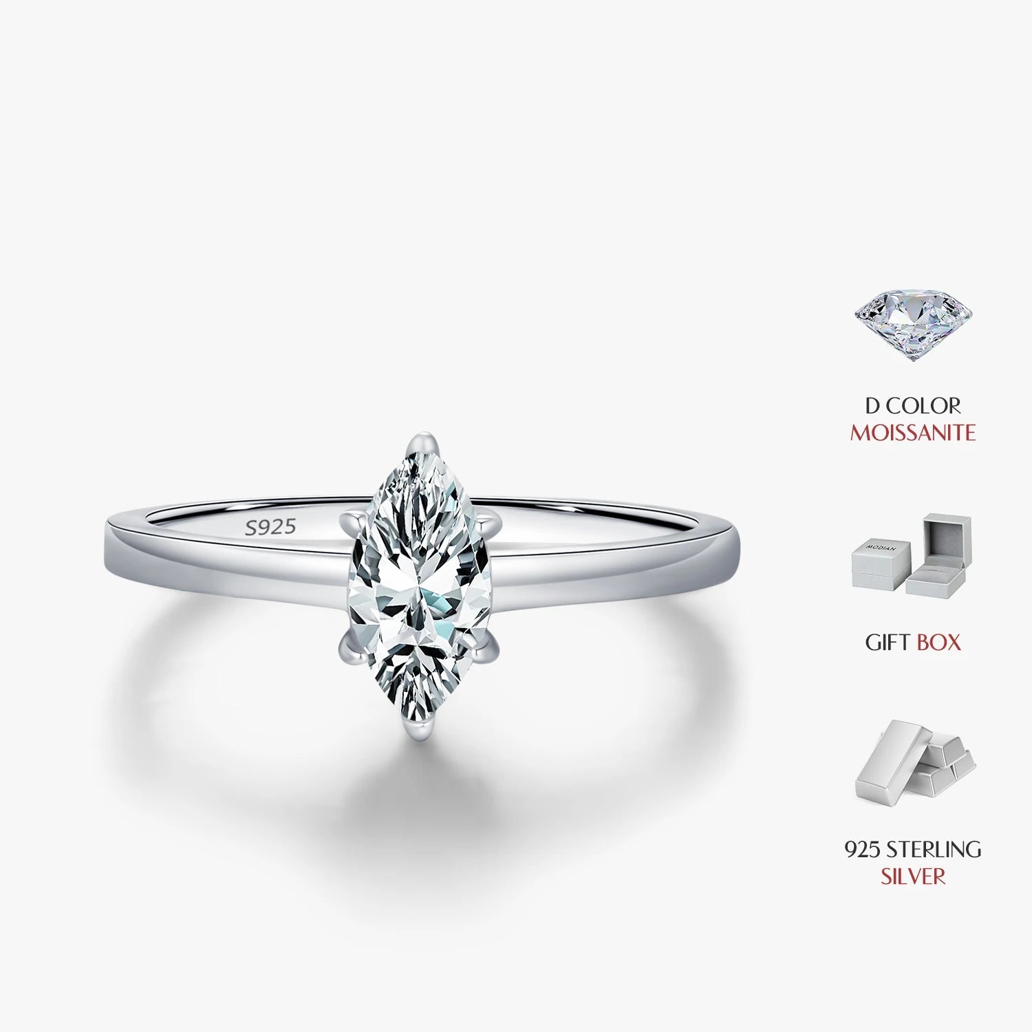 Close view of moissanite ring showing ring size from ring fit