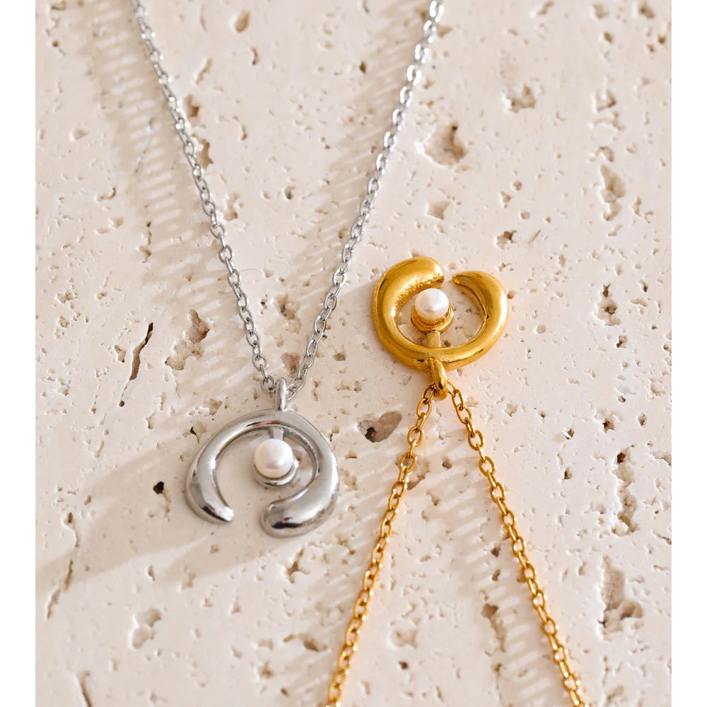 Women wearing chic pearl on a necklace accessory