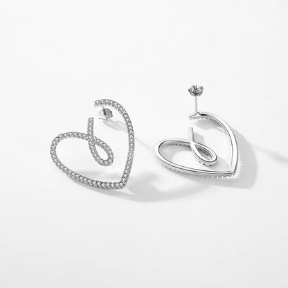 Sterling Silver Heart CZ Stud Earrings