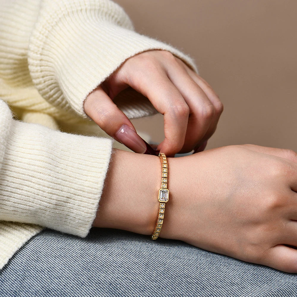 Bracelet tennis bracelet full stone Asscher cut sparkle