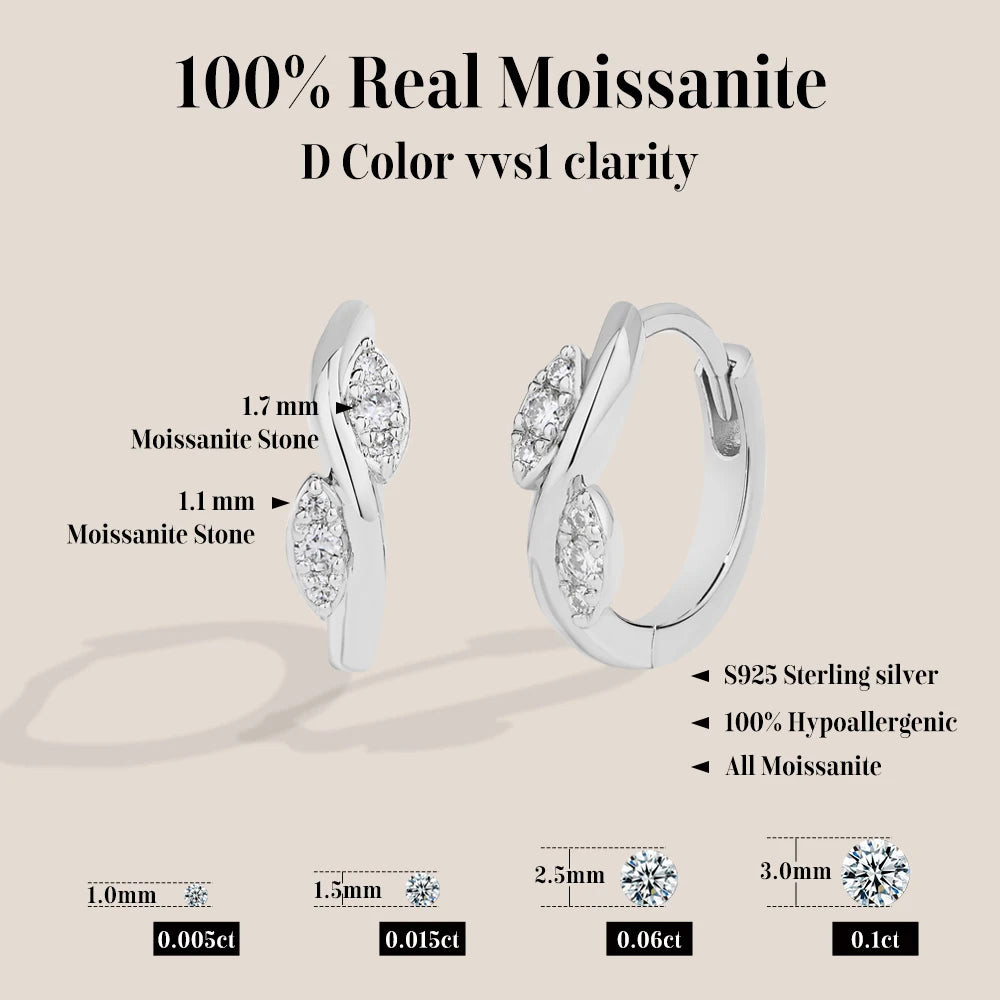 Moissanite hoop earrings crafted in 18K gold plated silver