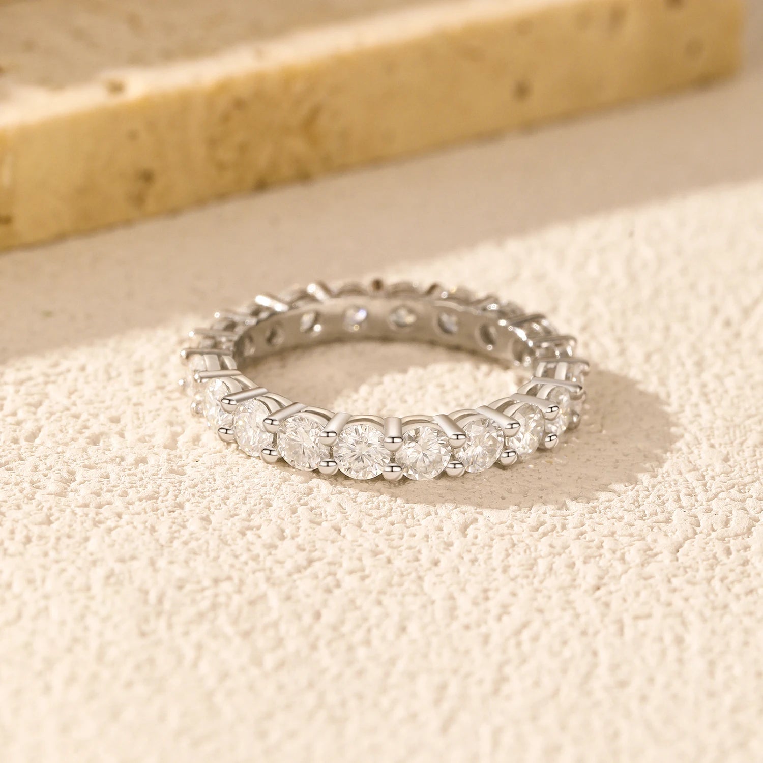 Luxury ring with continuous moissanite sparkle and comfortable size