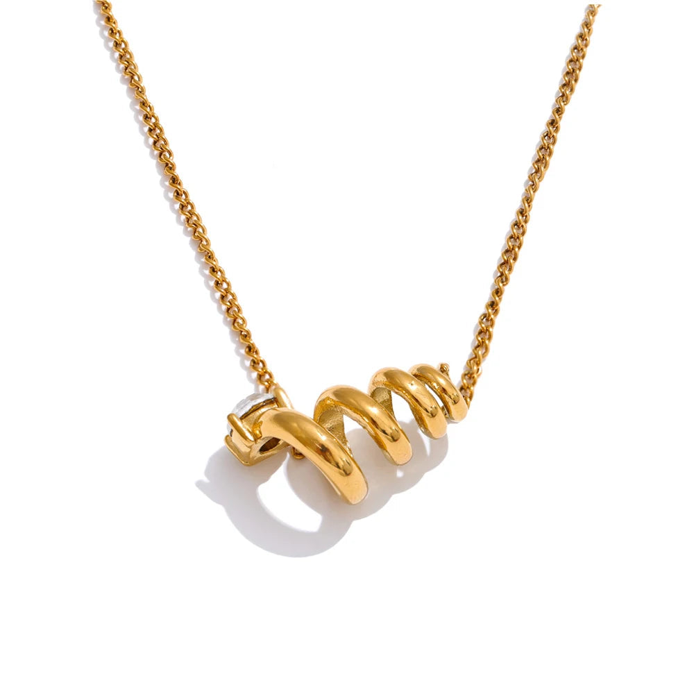 Cubic zirconia irregular geometric pendant necklace in gold plated golden jewelry