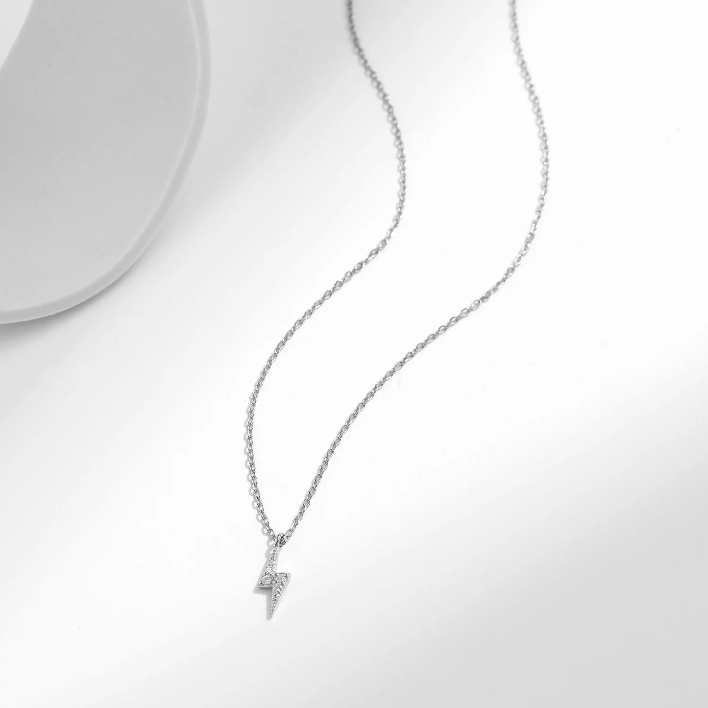 Sterling Silver Tiny Lightning Pendant Necklace