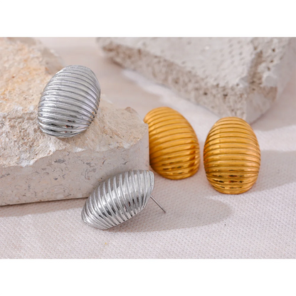 Stainless Steel Geometric Stripe Stud Earrings