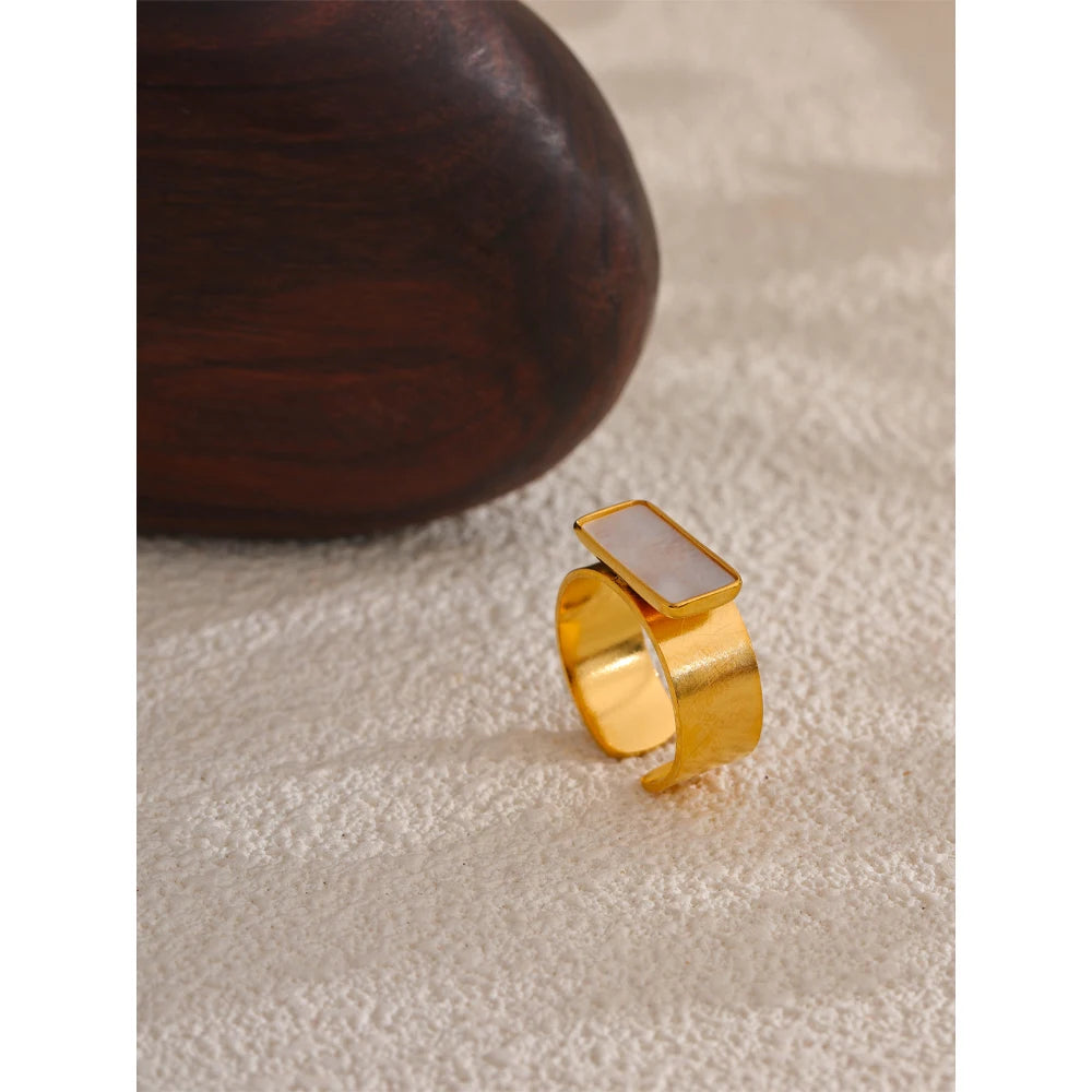 Tarnish-Resistant Matte Shell Open Ring