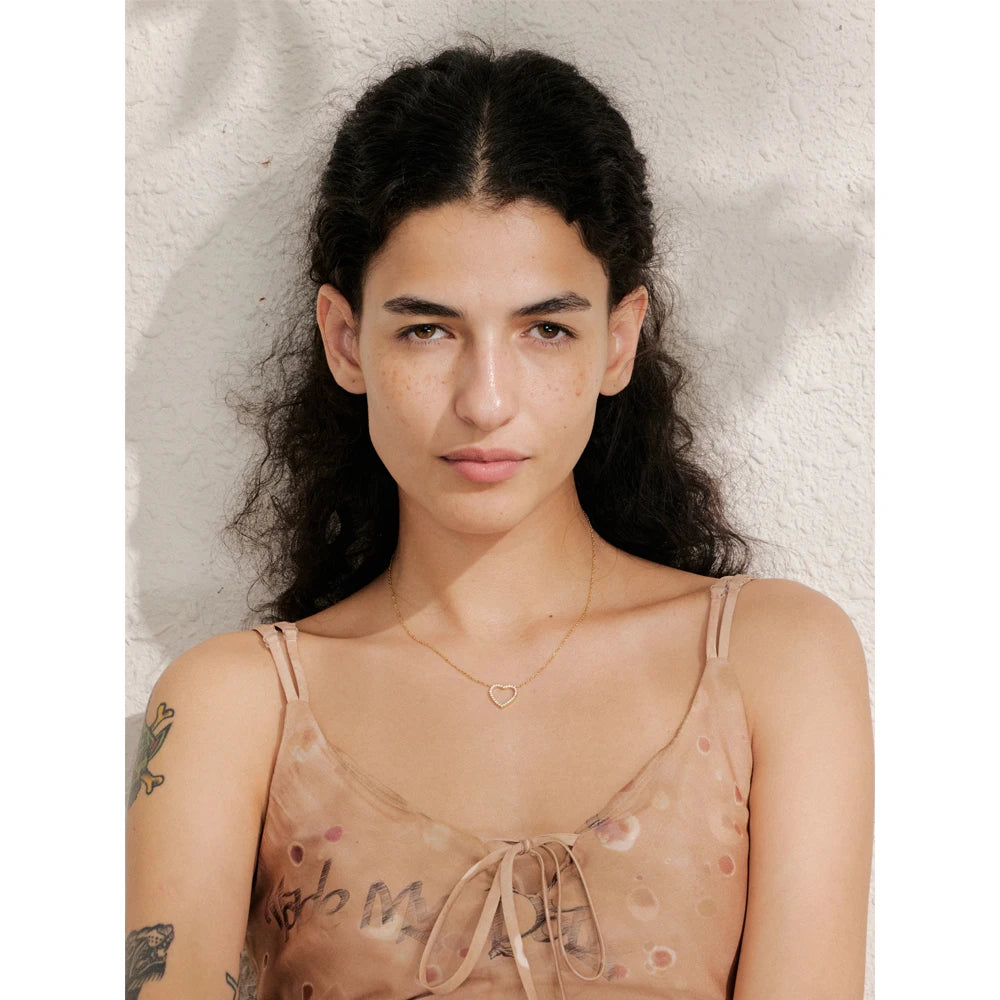 Heart necklace plated in gold stainless steel jewelry for valentine