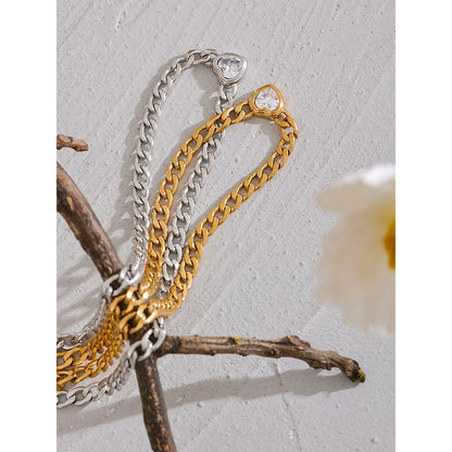 Golden Chain Link Heart Pendant Necklace