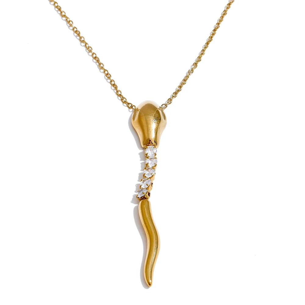 Modern necklace women jewelry with zirconia snake charm