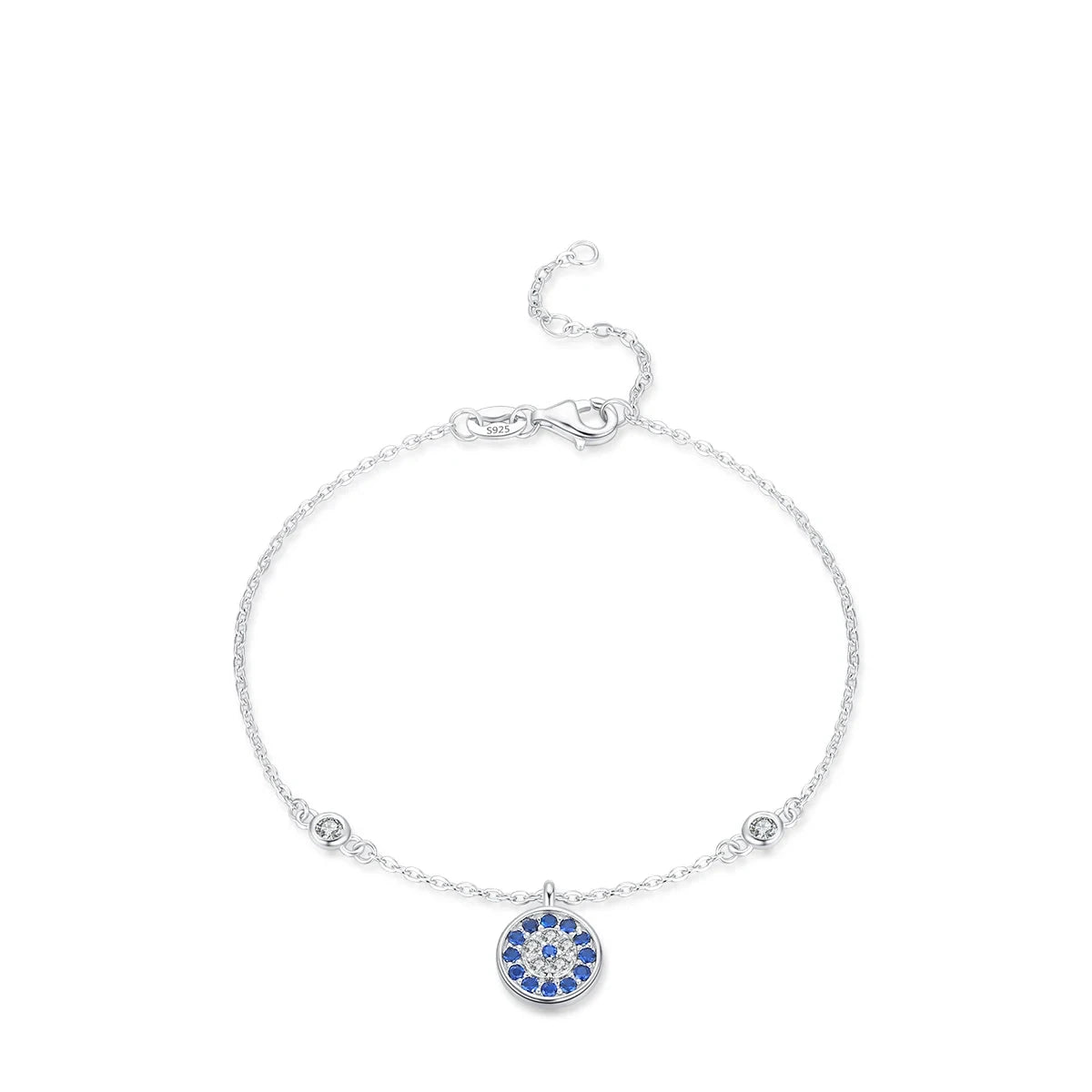 Sterling Silver Blue Zircon Charm Bracelet