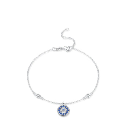 Sterling Silver Blue Zircon Charm Bracelet