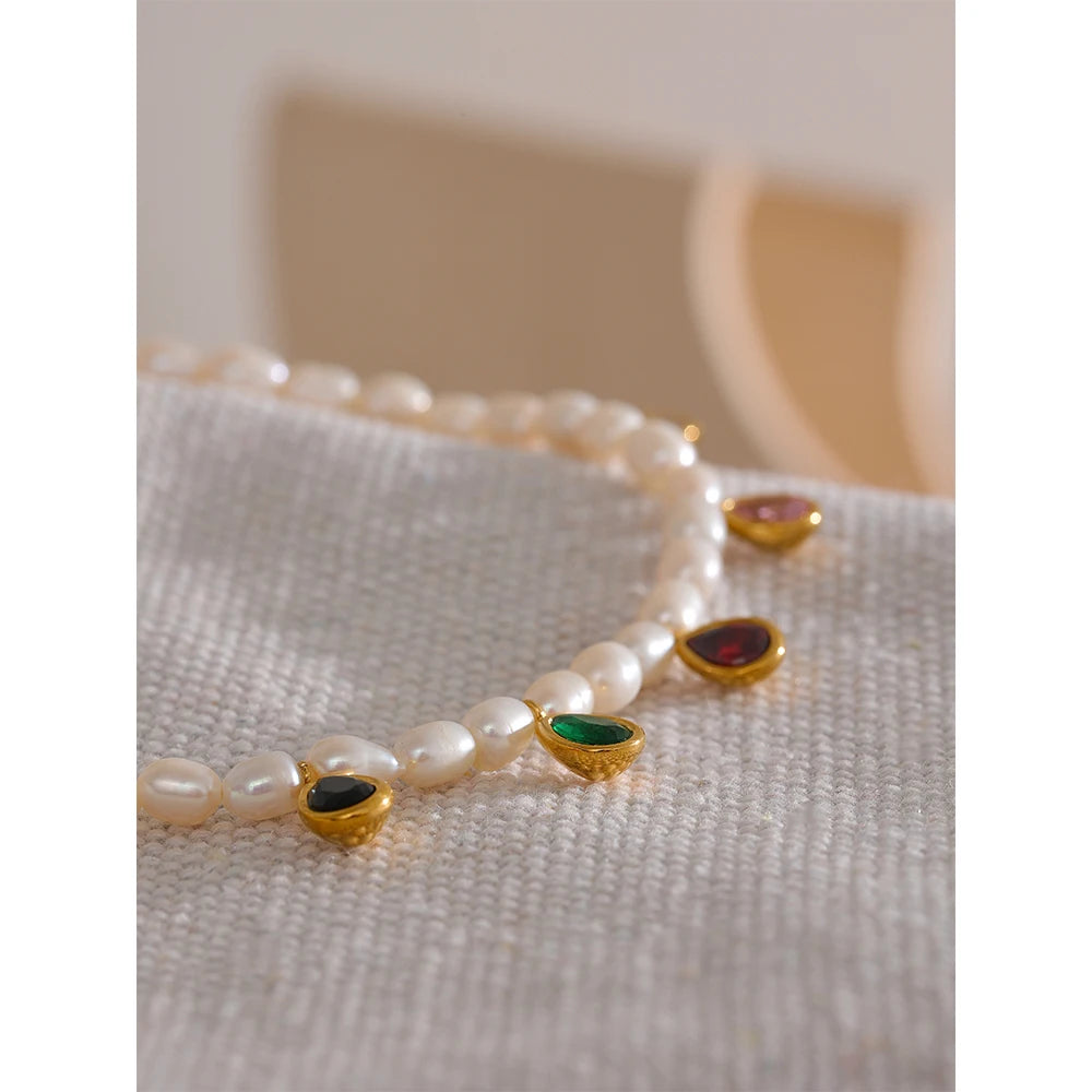 Luxury Freshwater Pearl & Cubic Zircon Choker Necklace