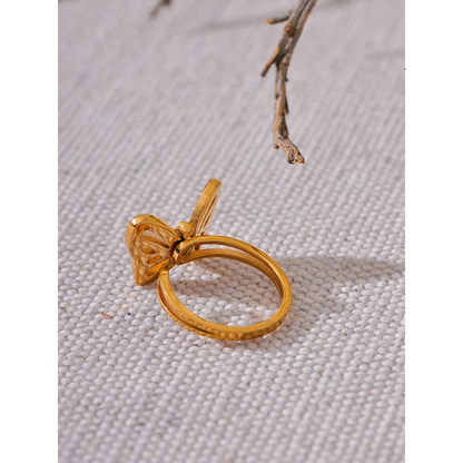 Natural Shell CZ Butterfly Ring