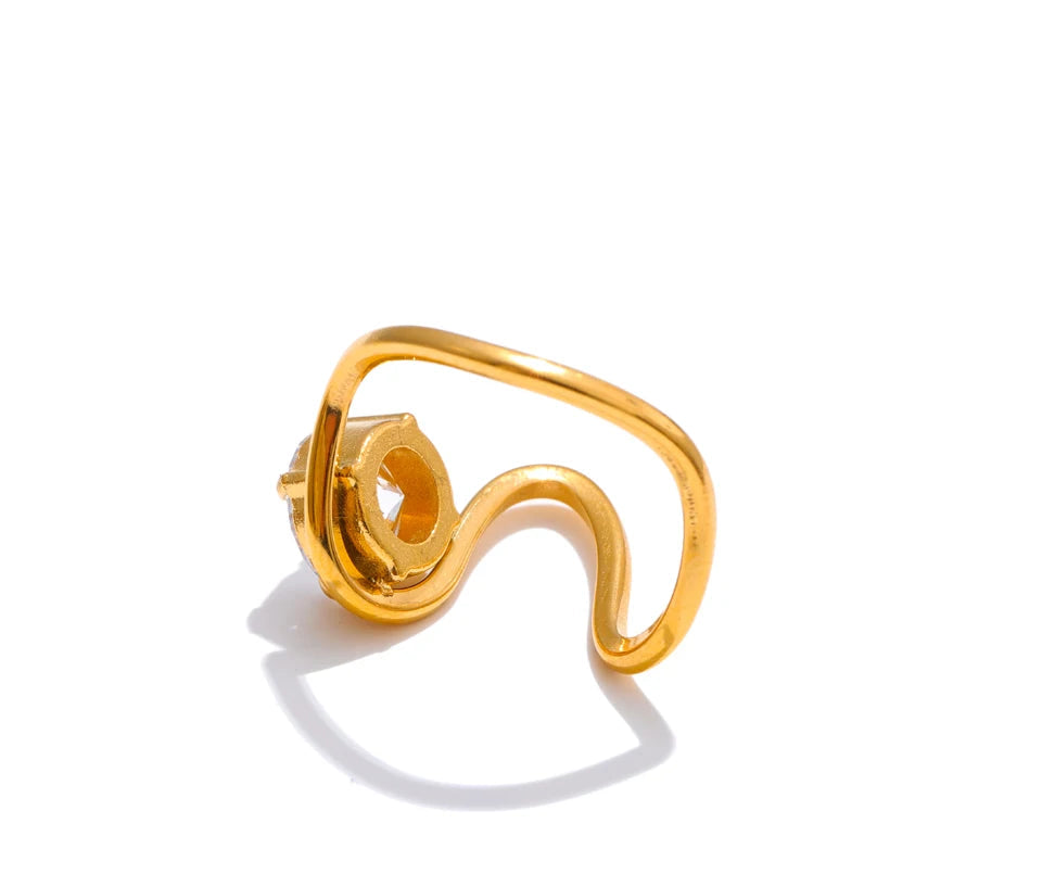 Elegant rings for women gold look with subtle geometric design and stone accent