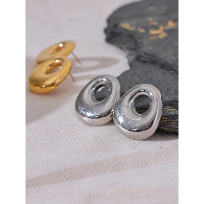 316L Stainless Steel Geometric Hollow Stud Earrings