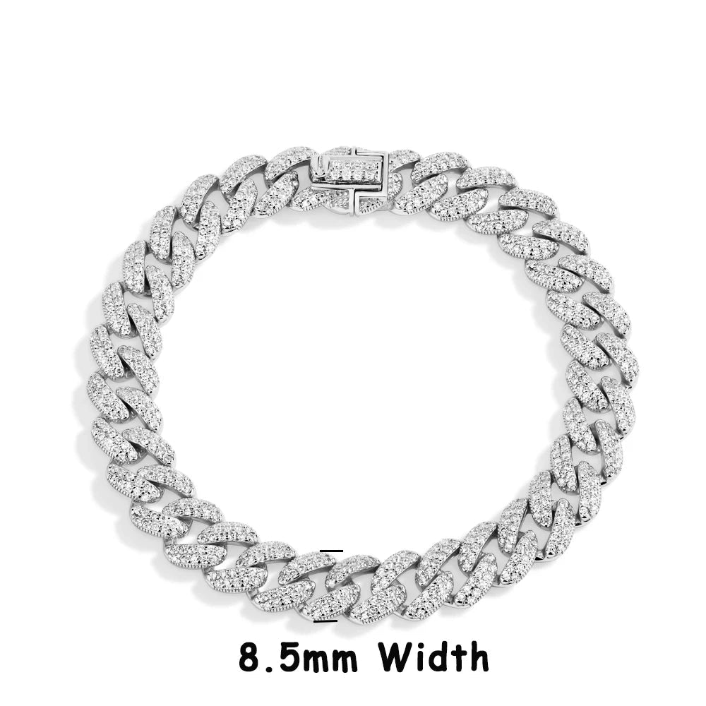 VVS1 moissanite cuban link chain set as a sleek chain bracelet