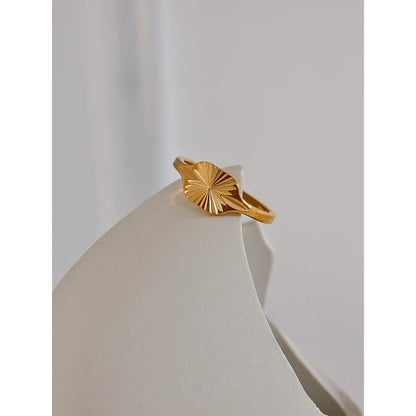 18K Gold PVD Plated Geometric Stripe Thin Ring