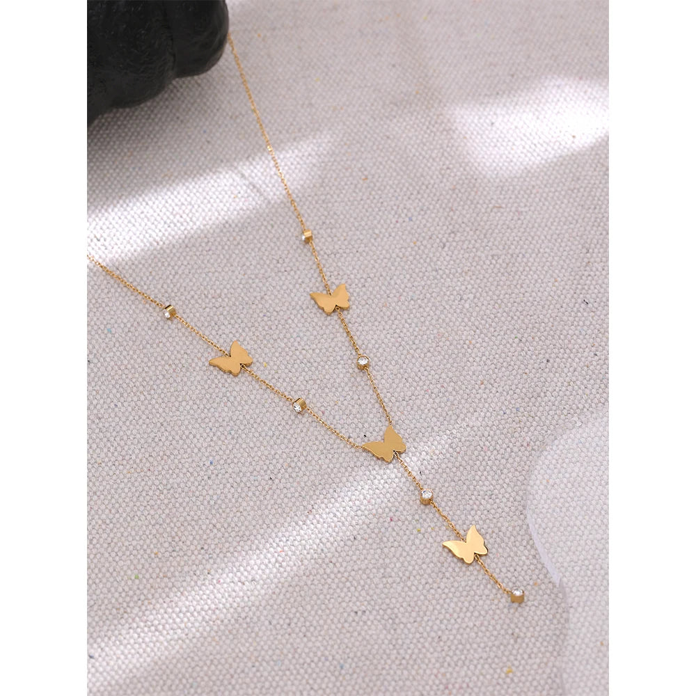 Golden Butterfly Charm Chain Necklace