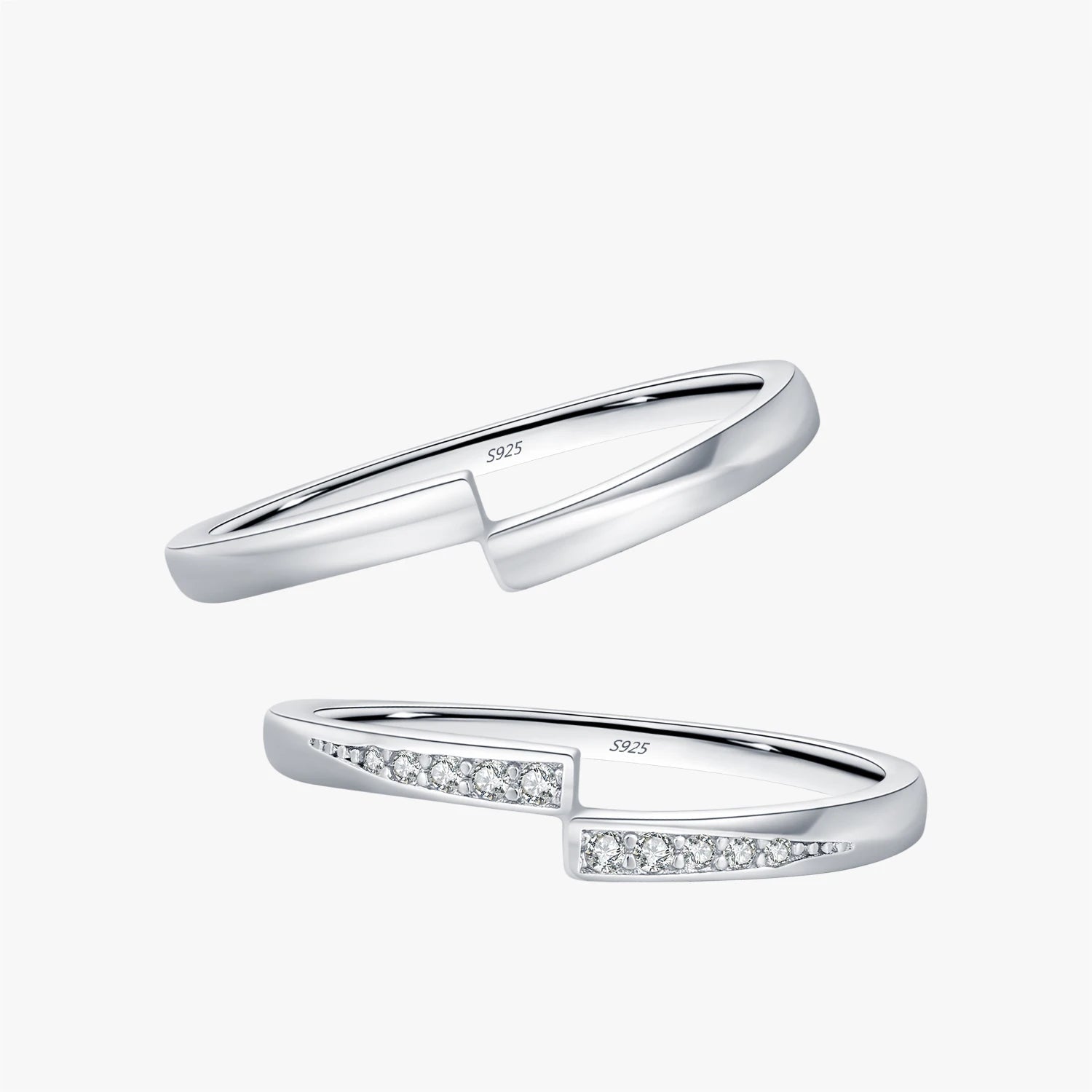 925 sterling silver couple ring showing ring size from ring