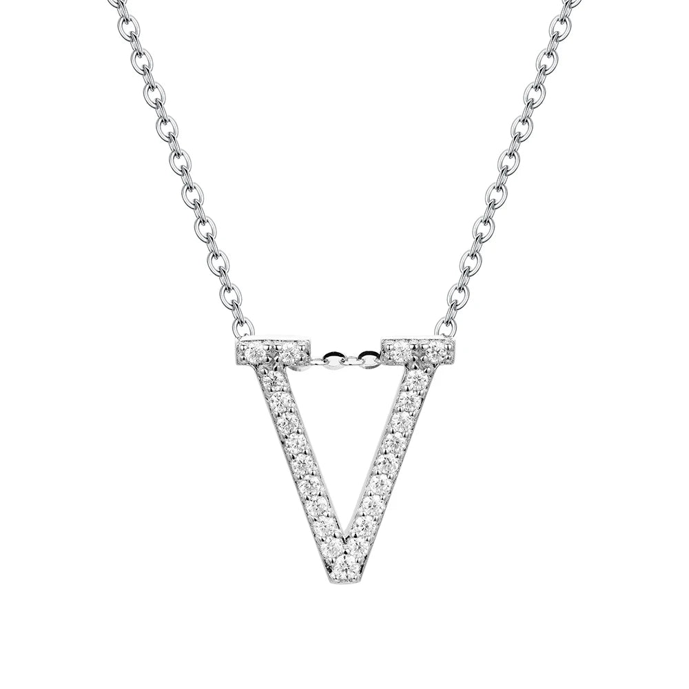Necklace with the letter V styled as a minimalist necklace charm